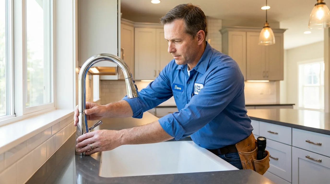 Kitchen faucet installation by Johns Plumbing LLC in Orwell