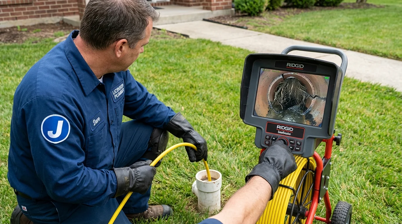 Sewer camera inspection being performed by Johns Plumbing LLC in Orwell